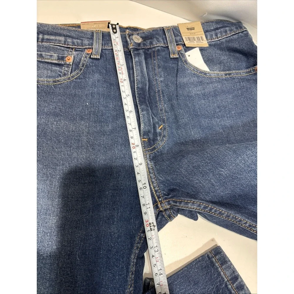 NWT Levis 505 Regular Fit Straight Leg Jeans Dark Wash Blue Stretch Mens 32X30